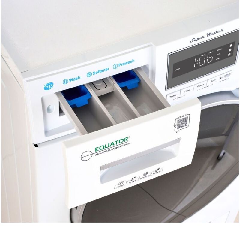 Equator Compact 24 in. 1.57 cu. ft. Stackable Front Load Washer with Pet & Sanitize Cycle - White, , hires
