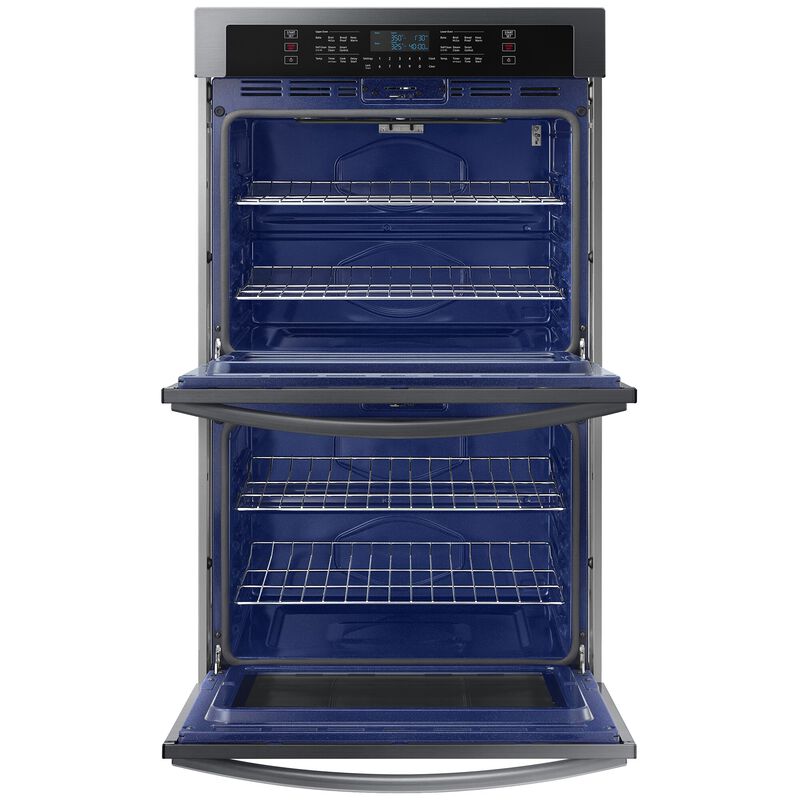 Samsung 30 in. 10.2 cu. ft. Smart Top Control Electric Double Wall Oven - Fingerprint Resistant Black Stainless Steel, Black Stainless, hires