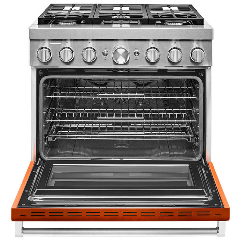 KitchenAid 36 in. 5.1 cu. ft. Smart Convection Oven Freestanding Dual Fuel Range with 6 Sealed Burners - Scorched Orange, , hires