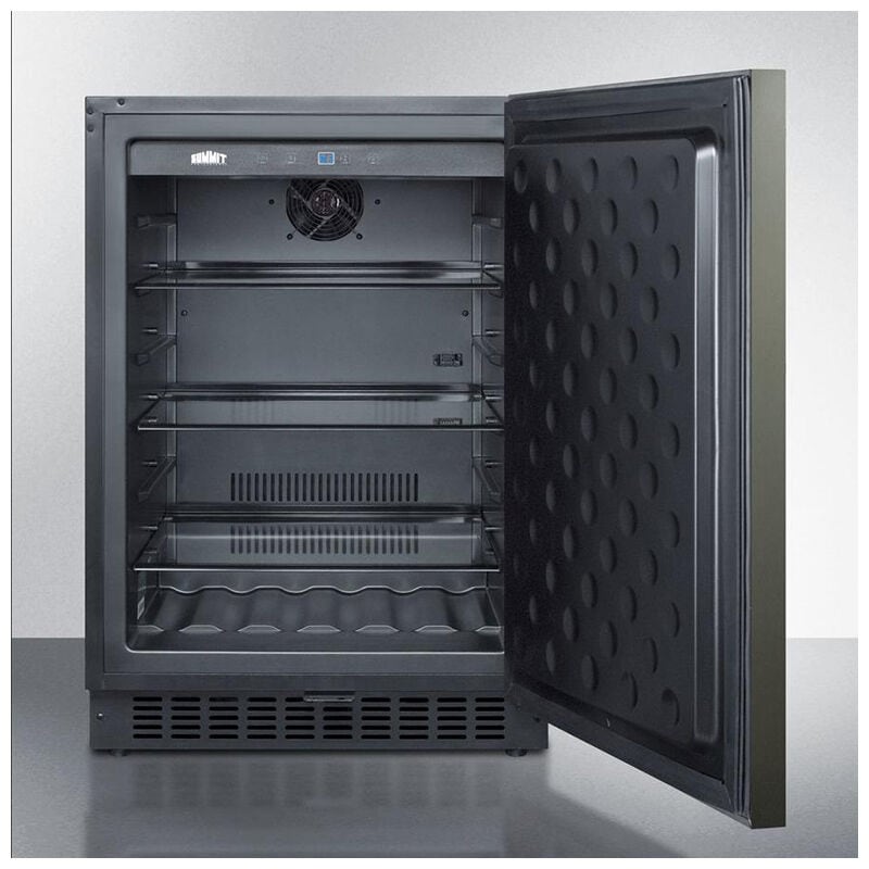 Summit 24 in. 4.6 cu. ft. Undercounter Refrigerator - Black Stainless Steel, , hires