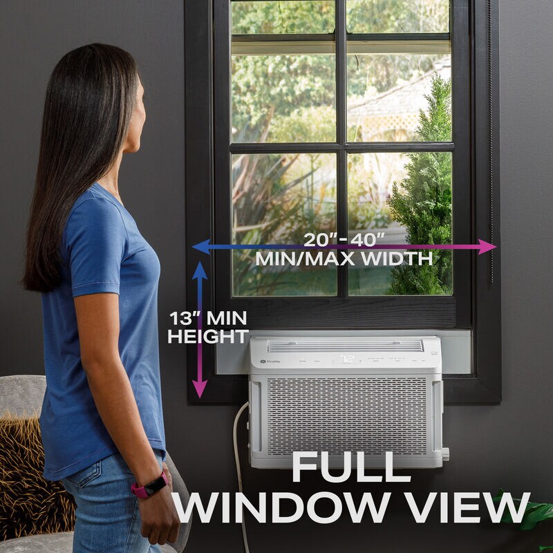 GE Profile Clearview 6,100 BTU Smart Saddle Window Air Conditioner with 3 Fan Speeds, Sleep Mode & Remote Control - White, , hires