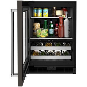 KitchenAid 24 in. Built-In 4.8 cu. ft. Beverage Center with Pull-Out Shelves & Digital Control - Black Stainless Steel, , hires