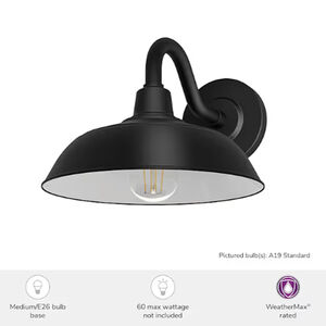 Hunter Mill Valley Rustic Modern Metal Dome Outdoor Small Wall Light - Matte Black, , hires