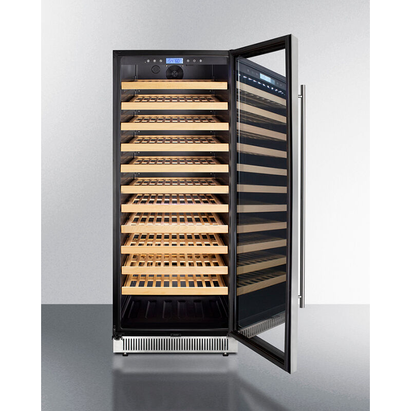 Summit 24 in. Full-Size Built-In or Freestanding Wine Cooler with 127 Bottle Capacity, Single Temperature Zones & Digital Control - Stainless Steel, , hires
