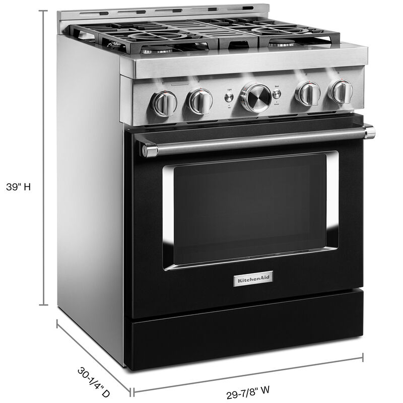 KitchenAid 30 in. 4.1 cu. ft. Smart Convection Oven Freestanding Gas Range with 4 Sealed Burners - Imperial Black, , hires