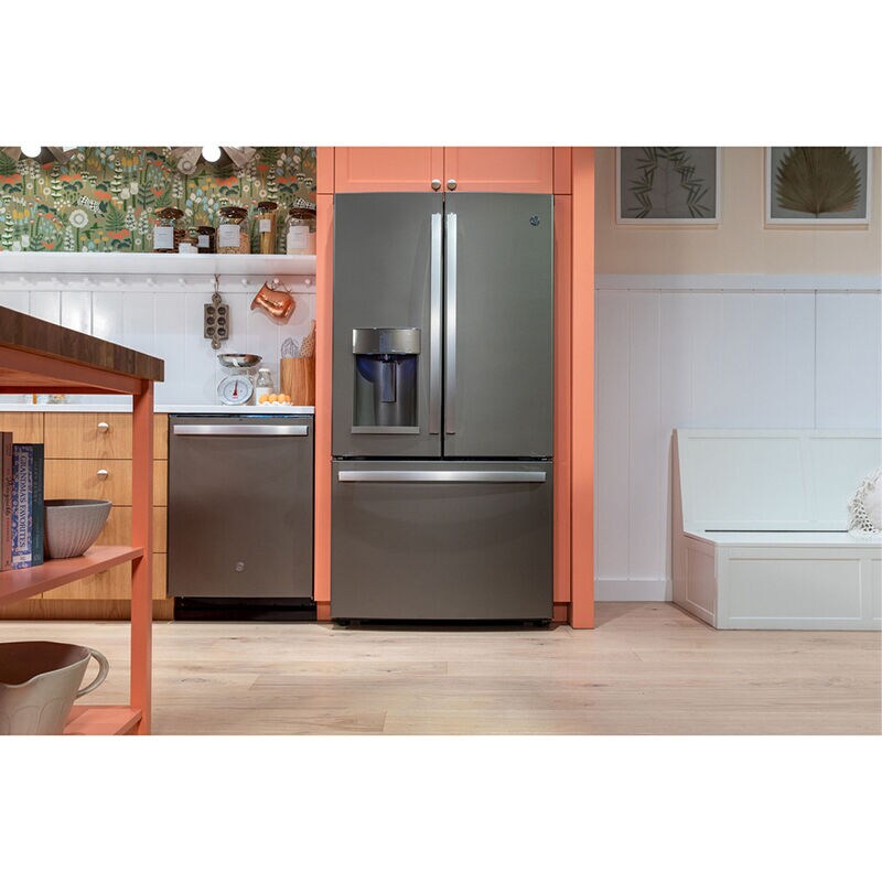 GE 36 in. 22.1 cu. ft. Counter Depth French Door Refrigerator with Ice & Water Dispenser - Fingerprint Resistant Slate, Slate, hires