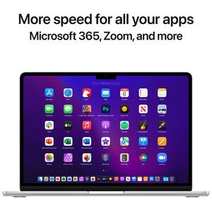 Apple MacBook Air (2022) 13.6 in. Notebook with Apple Intelligence, Apple M2 8-Core CPU, 10-Core GPU, 8 GB RAM, 512 GB SSD, up to 18 Hrs. of Battery Life & Mac OS - Silver, , hires