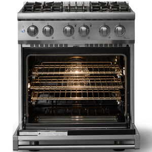 Viking 5 Series 30 in. 4.7 cu. ft. True European Convection Dual Fuel Range with 4 Sealed Burners - Stainless Steel - Liquid Propane Gas, Polished Chrome Trim Option, , hires