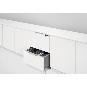 Fisher & Paykel Series 7 Contemporary 24 in. Front Control Double Dishwasher Drawer with 44 dBA, 14 Place Settings & 15 Wash Cycles - White, , hires