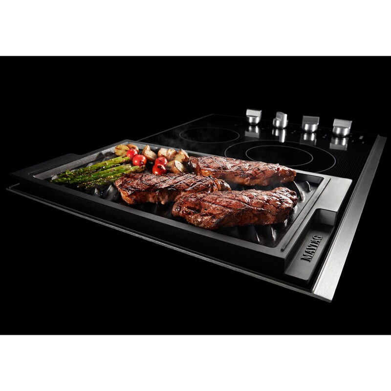 Maytag 30 in. 4-Burner Electric Cooktop with Power Burner, Reversible Grill & Griddle - Stainless Steel, , hires