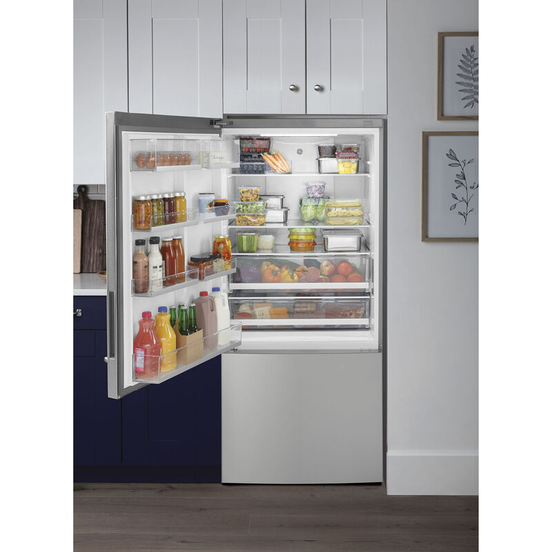 GE 31 in. 17.7 cu. ft. Counter Depth Bottom Freezer Refrigerator - Fingerprint Resistant Stainless, , hires