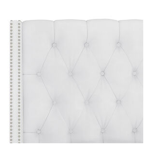 Skyline Furniture Nail Button Tufted Wingback King Size Bed in Velvet - White, White, hires