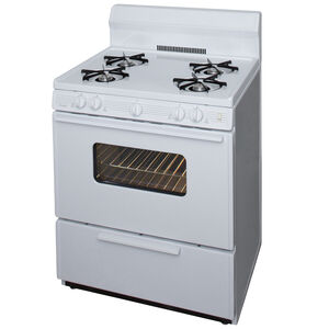 Premier 30 in. 3.9 cu. ft. Gas Range with Open Burners - White, , hires