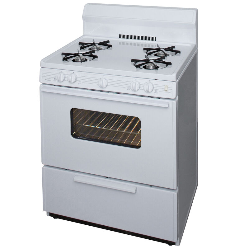 Premier 30 in. 3.9 cu. ft. Gas Range with Open Burners - White, , hires