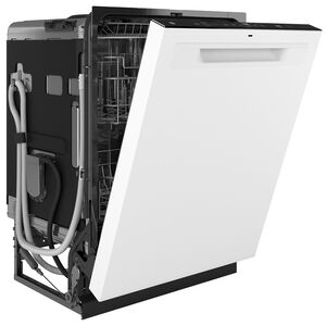 GE 24 in. Top Control Flush-Mount Dishwasher with 45 dBa Sound Level, 3rd-Rack, Dry Boost & Pocket Handle - White, White, hires