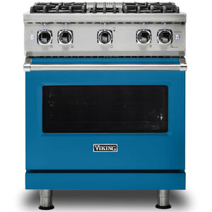 Viking 5 Series 30 in. 4.0 cu. ft. Convection Oven Freestanding Natural Gas Range with 4 Sealed Burners - Alluvial Blue, Alluvial Blue, hires