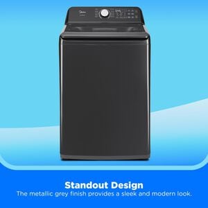 Midea 27 in. 4.4 cu. ft. Smart Top Load Washer with Power Wave 360 Agitator - Metallic Gray, Metallic Gray, hires