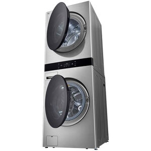 LG 27 in. 5.0 cu. ft. Smart Electric Front Load WashTower with AI Sensor Dry, TurboSteam, Allergiene Cycle, ezDispense, AI DD 2.0 Advanced Washing, Sensor Dry, Sanitize & Steam Cycle - Noble Steel, Noble Steel, hires