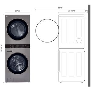 LG 27 in. WashTower with 4.5 cu. ft. Washer with 6 Wash Programs & 7.4 cu. ft. Electric Dryer with 6 Dryer Programs, Sensor Dry & Wrinkle Care - Graphite Steel, Graphite Steel, hires