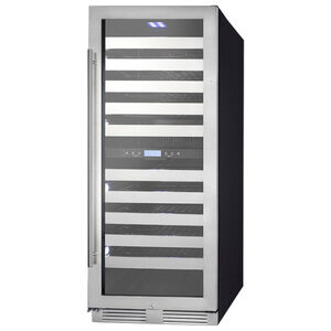 Summit 24 in. Wine Cooler with Wire Racks, Dual Temperature Zones & 116 Bottle Capacity - Stainless Steel, , hires