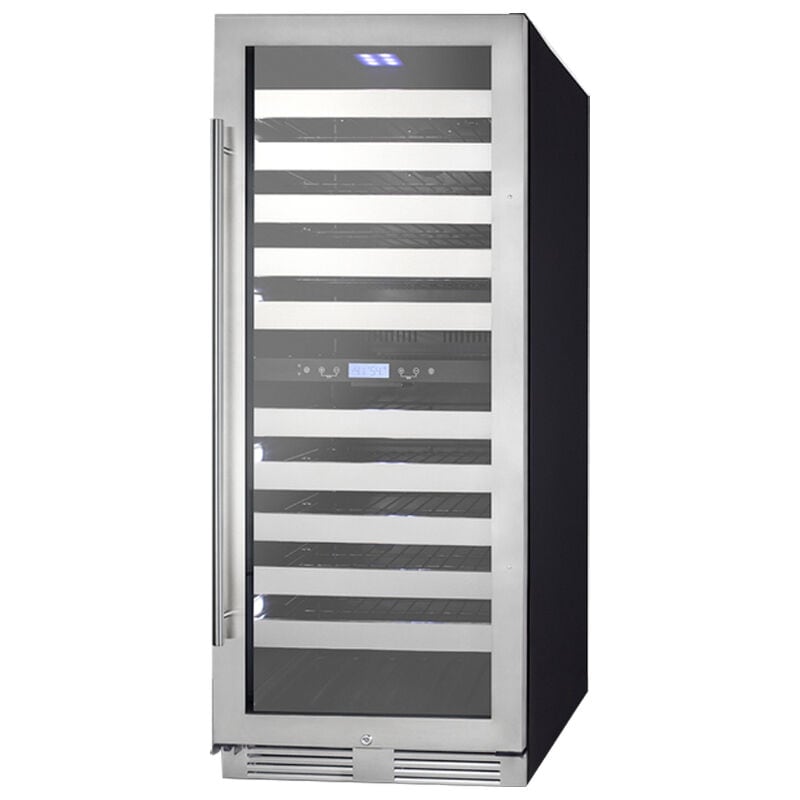 Summit 24 in. Wine Cooler with Wire Racks, Dual Temperature Zones & 116 Bottle Capacity - Stainless Steel, , hires