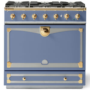 La Cornue Cornufe Series 36 in. 3.8 cu. ft. Dual Convection Dual Fuel Range with 5 Sealed Burners - Provence Blue, , hires