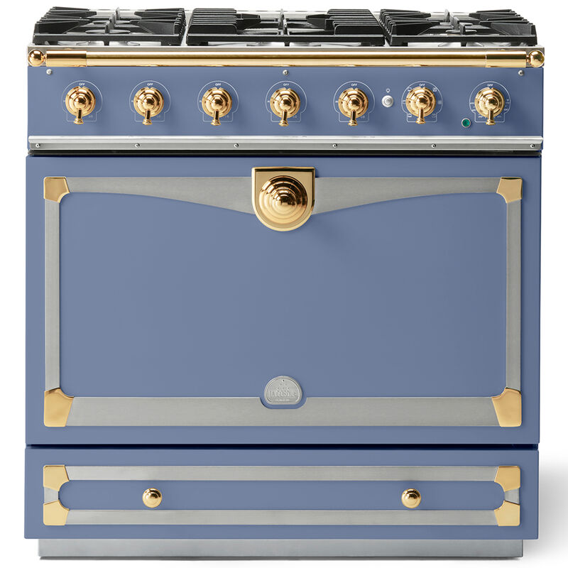 La Cornue Cornufe Series 36 in. 3.8 cu. ft. Dual Convection Dual Fuel Range with 5 Sealed Burners - Provence Blue, , hires