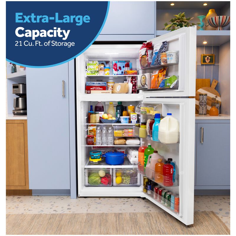 GE 30 in. 21.0 cu. ft. Garage-Ready Top Freezer Refrigerator - White, White, hires