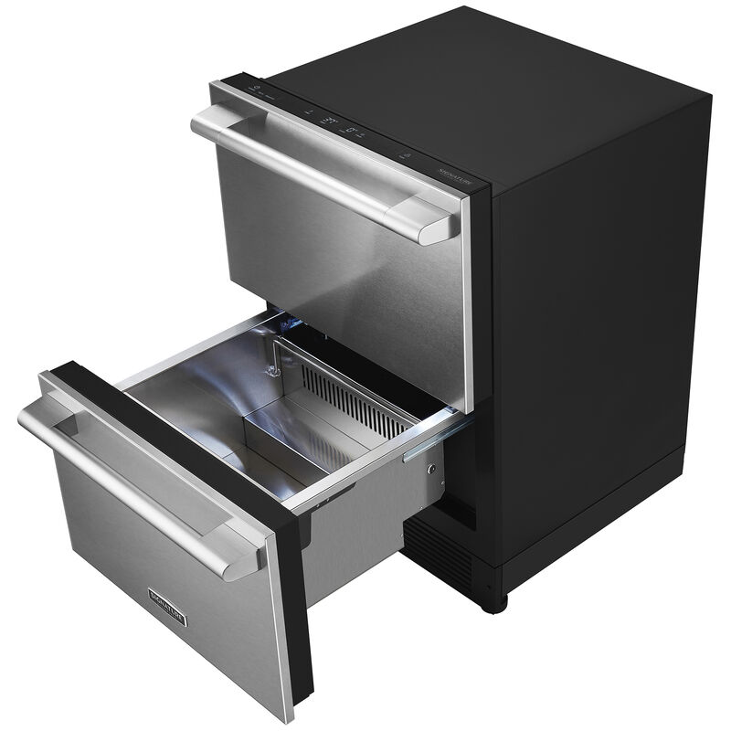 Signature Kitchen Suite 24 in. 3.4 cu. ft. Smart Double Refrigerator & Freezer Drawer - Custom Panel Ready, , hires