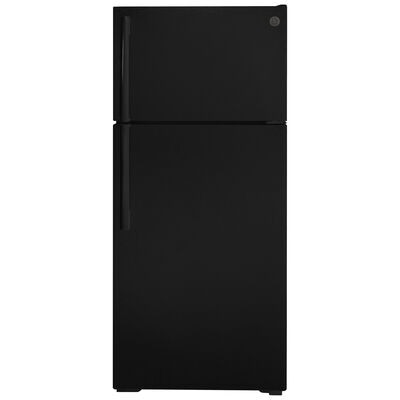 GE 28 in. 16.6 cu. ft. Top Freezer Refrigerator - Black | GTS17DTNRBB