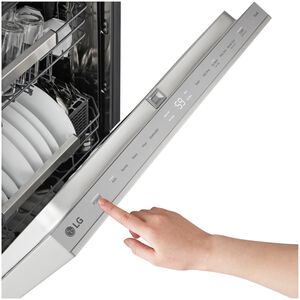 LG 24 in. Top Control Flush-Mount Smart Dishwasher with 44 dBA Sound Level, 3rd-Rack, AutoVent Dry, Dynamic Heat Dry & Pocket Handle - PrintProof Stainless Steel, , hires