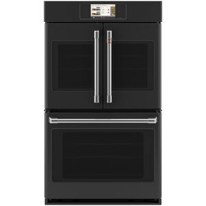 Cafe Professional Series 30 in. 10.0 cu. ft. Smart Top Control Electric Double Wall Oven with True European Convection - Matte Black, , hires