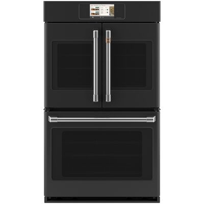 Cafe Professional Series 30 in. 10.0 cu. ft. Smart Top Control Electric Double Wall Oven with True European Convection - Matte Black | CTD90FP3ZD1