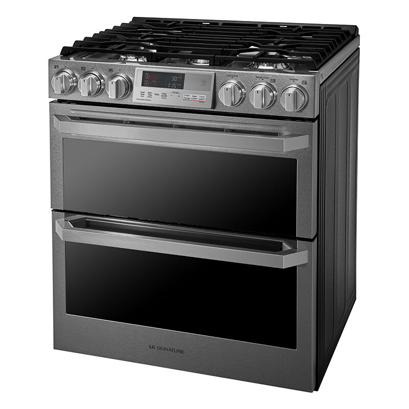 LG Signature Signature Series 30 in. 7.3 cu. ft. Smart True European Convection Double Oven Slide-In Dual Fuel Range with 4 Sealed Burners & Griddle - Stainless Steel, , hires