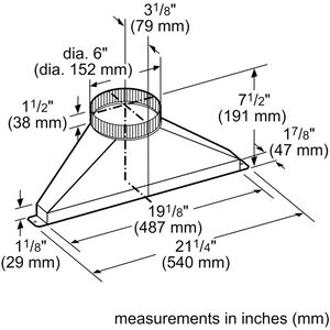 Thermador 6 in. Side/Rear Transition for Downdraft/Range Hoods, , hires