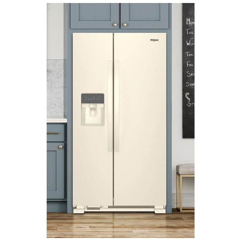 Whirlpool 33 in. 21.4 cu. ft. Side-by-Side Refrigerator with Ice & Water Dispenser - Biscuit, Biscuit, hires