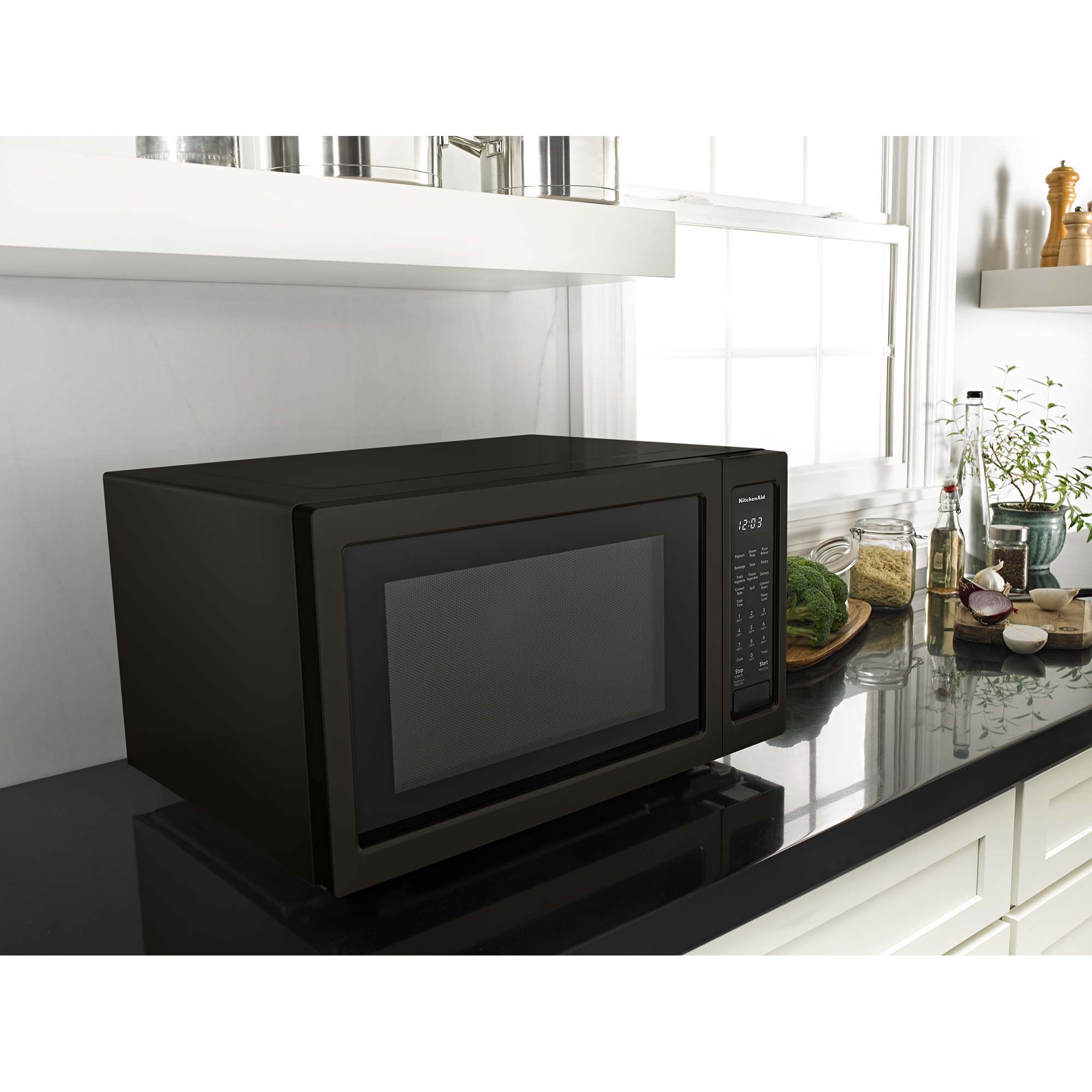 Black stainless steel countertop microwave deals