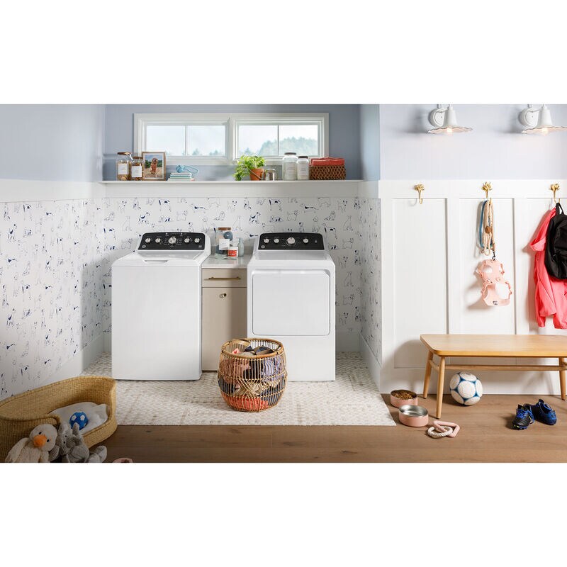 GE 27 in. 7.2 cu. ft. Gas Dryer with Up To 120 ft. Venting & Extended Tumble - White, , hires