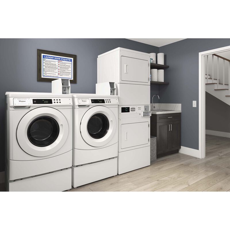 Whirlpool 27 in. 3.1 cu. ft. Commercial Front Load Washer with Factory-Installed Coin Drop - White, , hires