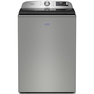 Maytag Pet Pro 27 in. 5.2 cu. ft. Smart Top Load Washer with Agitator & Sanitize with Oxi - Classic SIlver | MTW7205RR