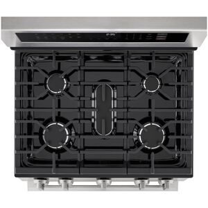 LG 30 in. 6.9 cu. ft. Smart Air-Fry True European Convection Double Oven Slide-In Gas Range with 5 Sealed Burners - Stainless Steel, , hires