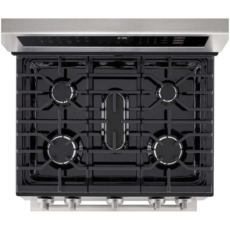 LG 30 in. 6.9 cu. ft. Smart Air-Fry True European Convection Double Oven Slide-In Gas Range with 5 Sealed Burners - Stainless Steel, , hires
