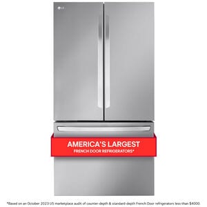 LG 36 in. 26.5 cu. ft. Smart Counter Depth French Door Refrigerator with Internal Water Dispenser - Stainless Steel, Stainless Steel, hires