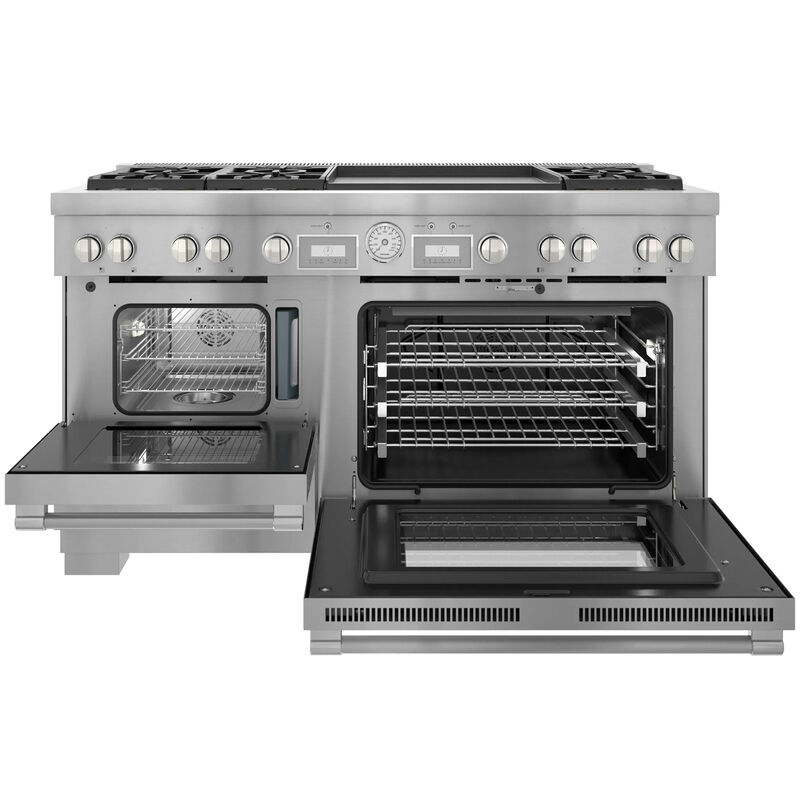 Thermador Pro Grand Professional Series 60 in. 5.7 cu. ft. Smart Convection Double Oven Freestanding Dual Fuel Range with 6 Sealed Burners & Griddle - Stainless Steel, , hires