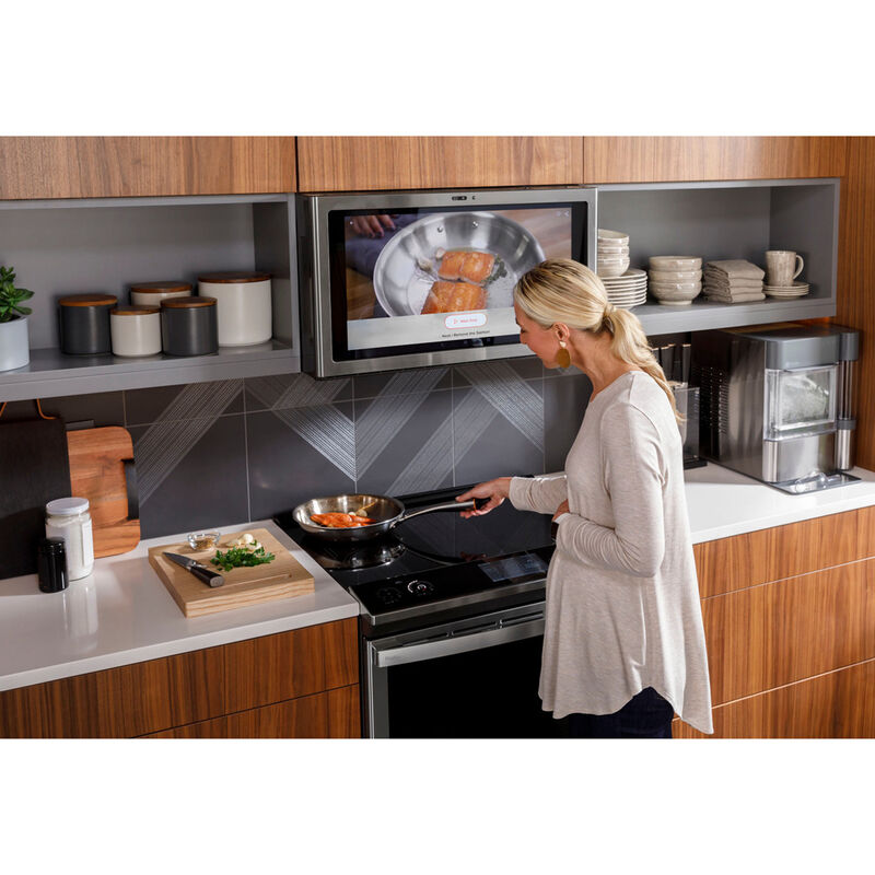 GE Profile 30 in. 5.3 cu. ft. Smart Air Fry True European Convection Slide-In Electric Range with 5 Induction Burners - Stainless Steel, Stainless Steel, hires