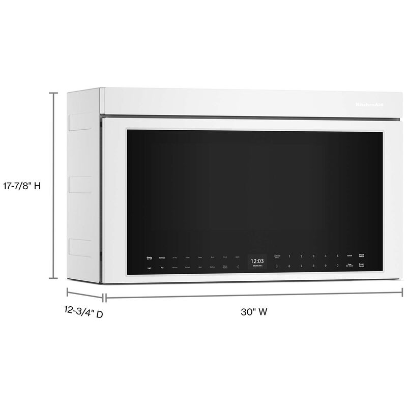 KitchenAid 30 in. 1.1 cu. ft. Over-the-Range Smart Microwave with 10 Power Levels, 400 CFM & Sensor Cooking Controls - White, White, hires