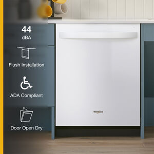 Whirlpool 24 in. Top Control Dishwasher with 44 dBa Sound Level & 3rd-Rack - White, White, hires