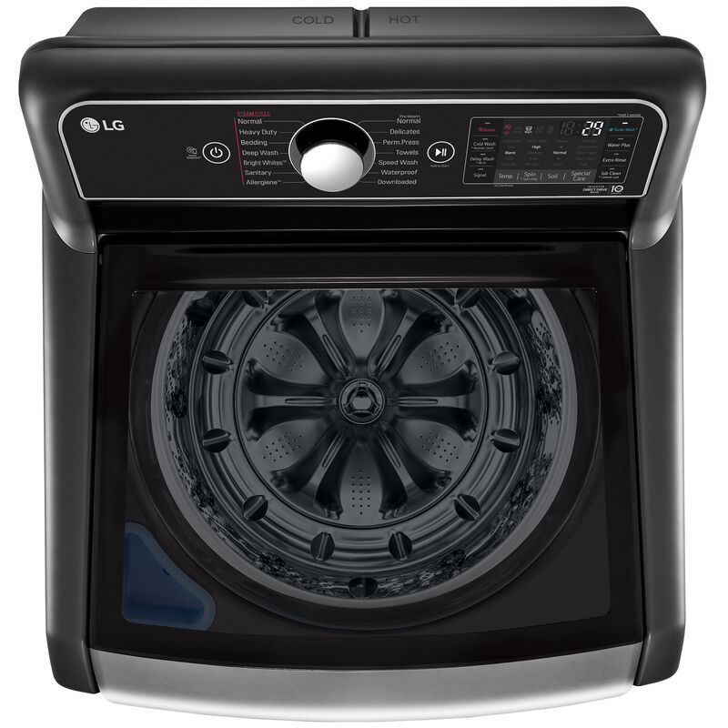 LG 27 in. 5.5 cu. ft. Smart Top Load Washer with TurboWash3D Technology, Allergiene, Sanitize & Steam Wash Cycle - Black Stainless Steel, Black Steel, hires