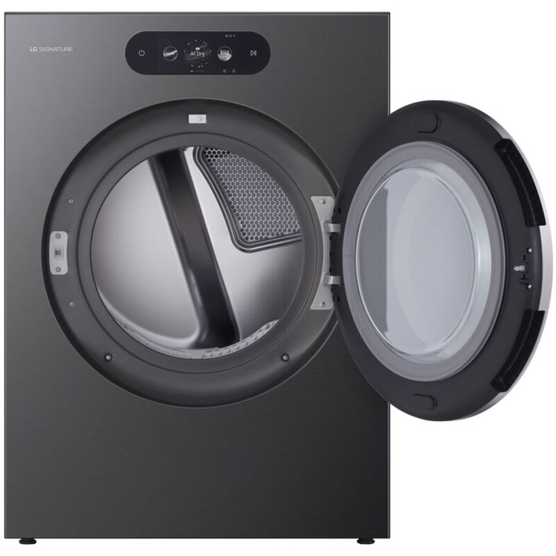 LG SIGNATURE 29 in. 9.0 cu. ft. Smart Stackable Gas Dryer with Built-In Intelligence, TurboSteam, AI Sensor Dry & Sanitize Cycle - Brushed Black Steel, , hires