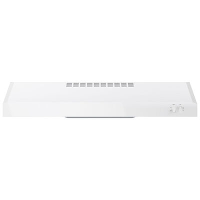 GE 30 in. Standard Style Range Hood with 2 Speed Settings, 200 CFM, Convertible Venting & Incandescent Light - White | JVX3300DJWW
